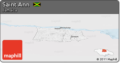 Silver Style Panoramic Map of Saint Ann, single color outside