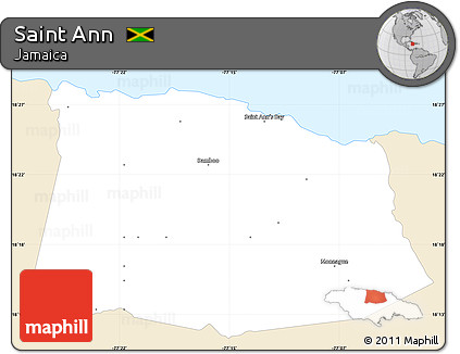 Classic Style Simple Map of Saint Ann, single color outside