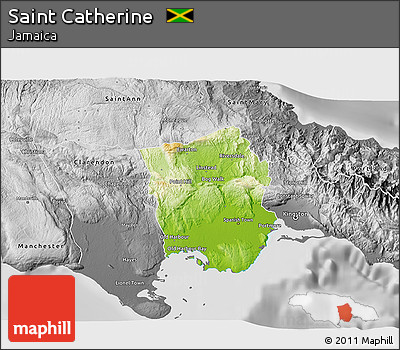 Physical 3D Map of Saint Catherine, desaturated
