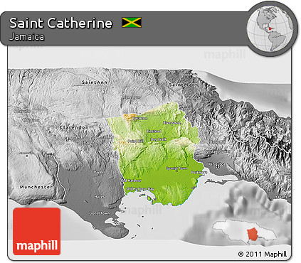 Physical 3D Map of Saint Catherine, desaturated