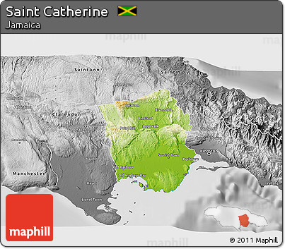 Physical 3D Map of Saint Catherine, desaturated