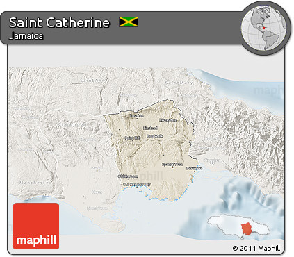 Shaded Relief 3D Map of Saint Catherine, lighten