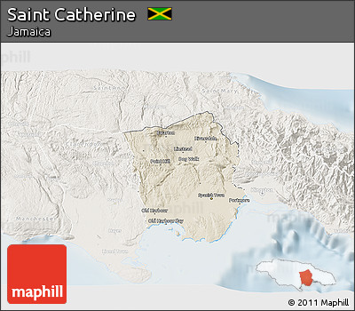 Shaded Relief 3D Map of Saint Catherine, lighten