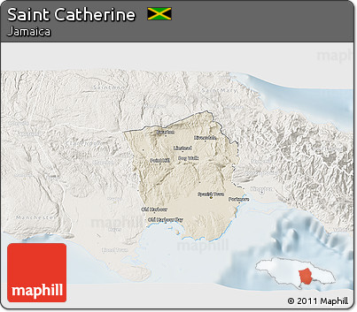 Shaded Relief 3D Map of Saint Catherine, lighten