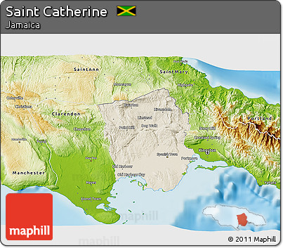 Shaded Relief 3D Map of Saint Catherine, physical outside