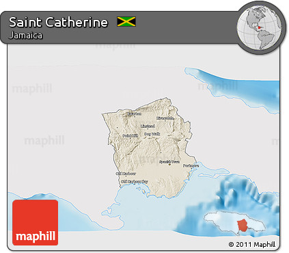 Shaded Relief 3D Map of Saint Catherine, single color outside
