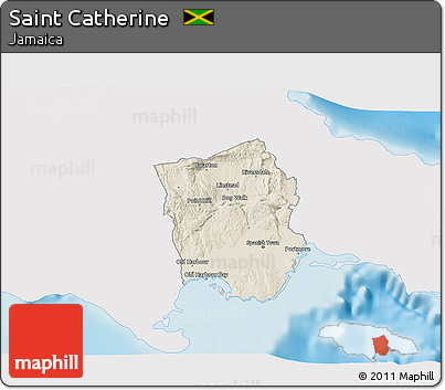Shaded Relief 3D Map of Saint Catherine, single color outside