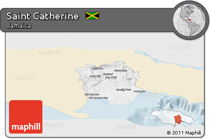 Classic Style Panoramic Map of Saint Catherine, single color outside