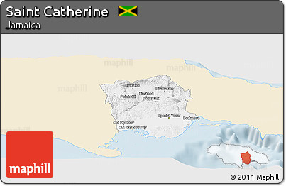 Classic Style Panoramic Map of Saint Catherine, single color outside