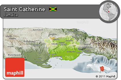 Physical Panoramic Map of Saint Catherine, semi-desaturated