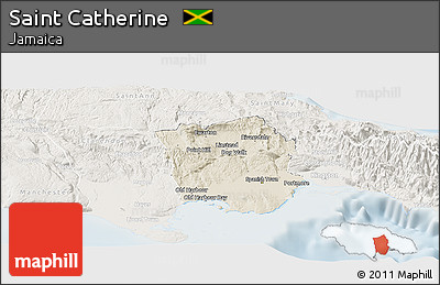 Shaded Relief Panoramic Map of Saint Catherine, lighten
