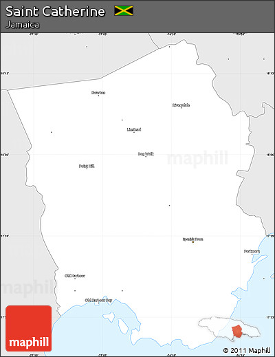Silver Style Simple Map of Saint Catherine
