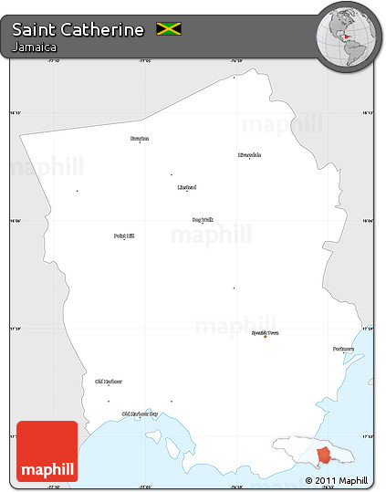 Silver Style Simple Map of Saint Catherine, single color outside