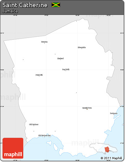 Silver Style Simple Map of Saint Catherine, single color outside