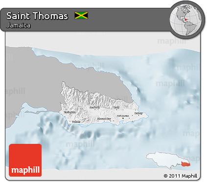 Gray 3D Map of Saint Thomas, single color outside