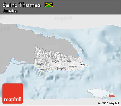 Gray 3D Map of Saint Thomas, single color outside