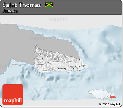 Gray 3D Map of Saint Thomas, single color outside
