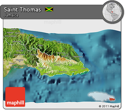Physical 3D Map of Saint Thomas, satellite outside