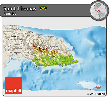 Physical 3D Map of Saint Thomas, shaded relief outside