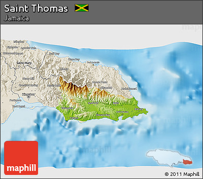 Physical 3D Map of Saint Thomas, shaded relief outside