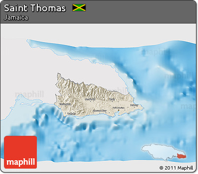 Shaded Relief 3D Map of Saint Thomas, single color outside