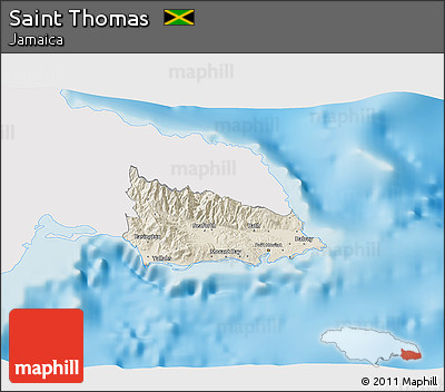 Shaded Relief 3D Map of Saint Thomas, single color outside