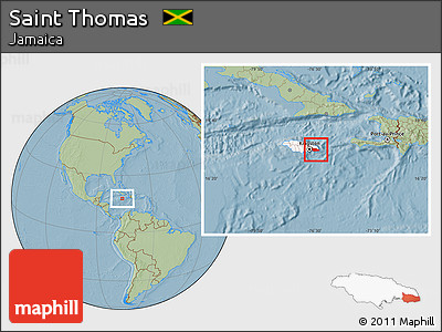 Savanna Style Location Map of Saint Thomas, highlighted country, hill shading
