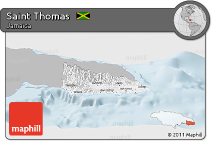 Gray Panoramic Map of Saint Thomas, single color outside