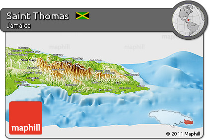 Physical Panoramic Map of Saint Thomas
