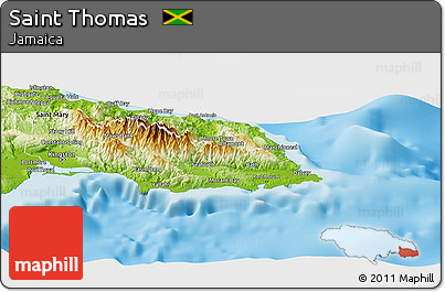 Physical Panoramic Map of Saint Thomas