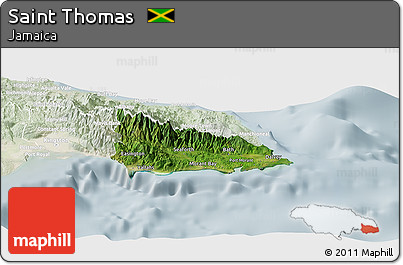 Satellite Panoramic Map of Saint Thomas, lighten