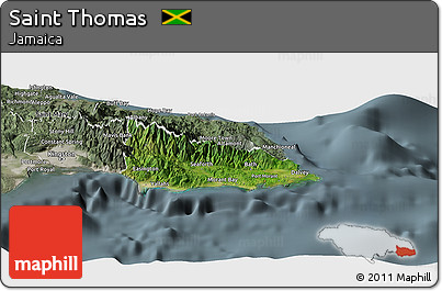 Satellite Panoramic Map of Saint Thomas, semi-desaturated