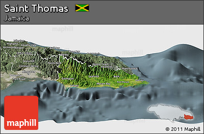 Satellite Panoramic Map of Saint Thomas, semi-desaturated