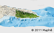 Satellite Panoramic Map of Saint Thomas, shaded relief outside
