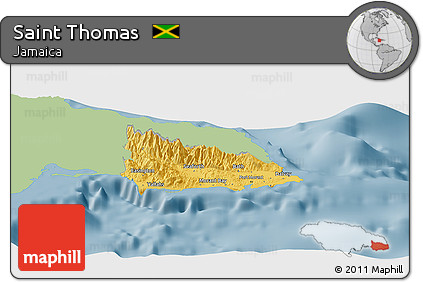 Savanna Style Panoramic Map of Saint Thomas, single color outside