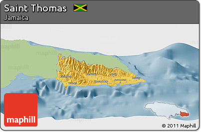 Savanna Style Panoramic Map of Saint Thomas, single color outside