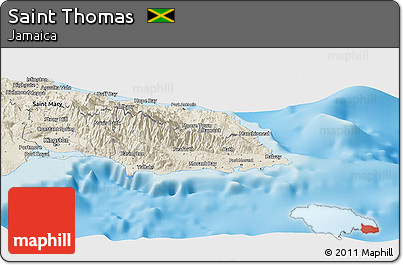 Shaded Relief Panoramic Map of Saint Thomas