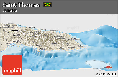 Shaded Relief Panoramic Map of Saint Thomas