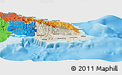 Shaded Relief Panoramic Map of Saint Thomas, political outside