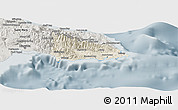Shaded Relief Panoramic Map of Saint Thomas, semi-desaturated