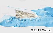 Shaded Relief Panoramic Map of Saint Thomas, single color outside