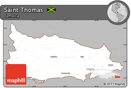 Gray Simple Map of Saint Thomas, cropped outside