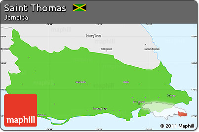 Political Simple Map of Saint Thomas, single color outside, borders and labels