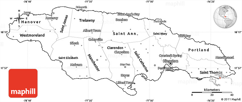 Blank Simple Map Of Jamaica