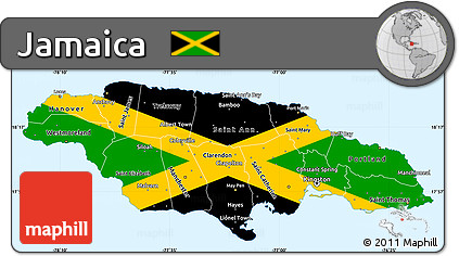 Flag Simple Map of Jamaica, single color outside, flag rotated