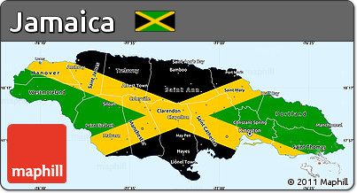 Flag Simple Map of Jamaica, single color outside, flag rotated