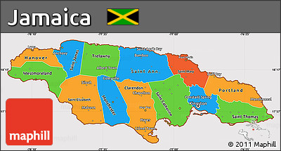 Political Simple Map of Jamaica, cropped outside