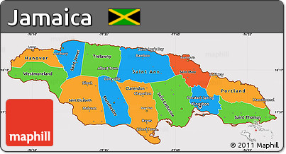 Political Simple Map of Jamaica, cropped outside