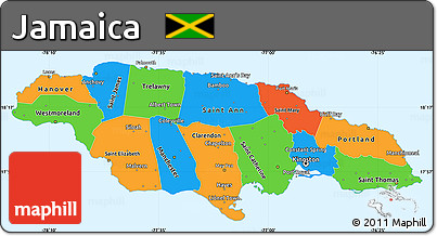 Political Simple Map of Jamaica