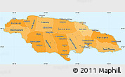 Political Shades Simple Map of Jamaica, political outside